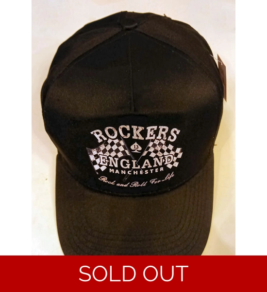 All black baseball cap Crossed Flags Rockers England logo. UK P&P included